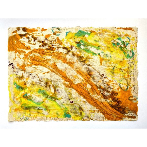 River Running - Original Art Encaustic Wax Painting on Lokta Mulberry Paper - Picture 5 of 6